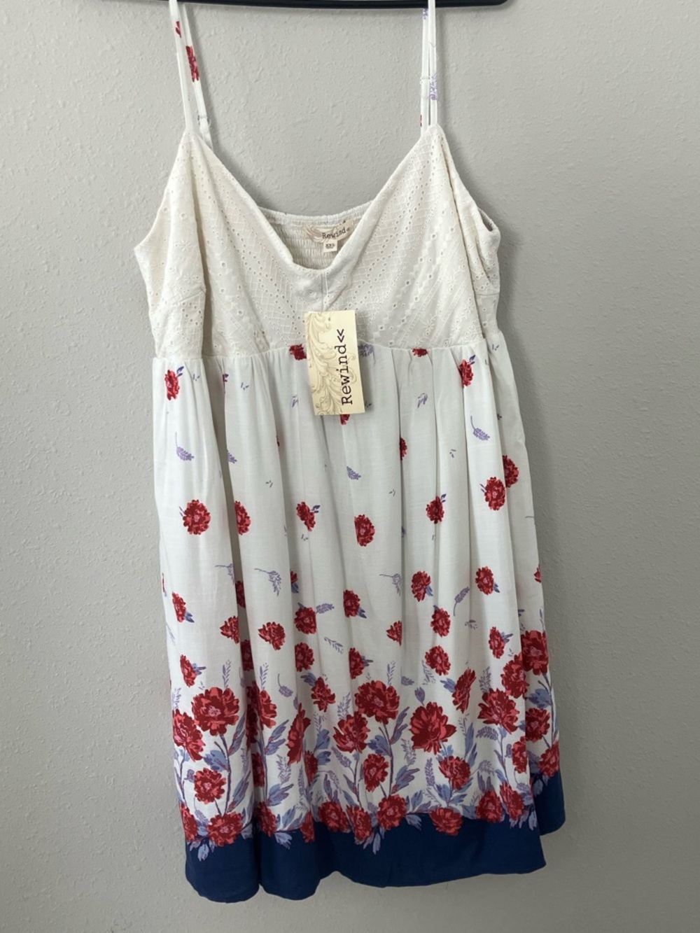 Kohl's Cream Eyelet Dress with Red & Blue Floral New With Tags